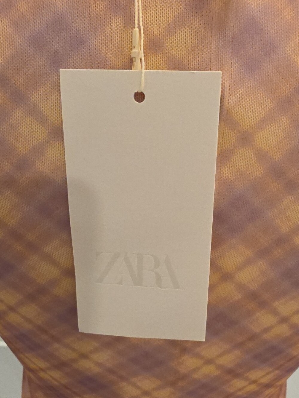 Zara women’s Lavender/Cream Plaid Tie-Front Bell-Sleeve boho top size S NWTS - Picture 6 of 9